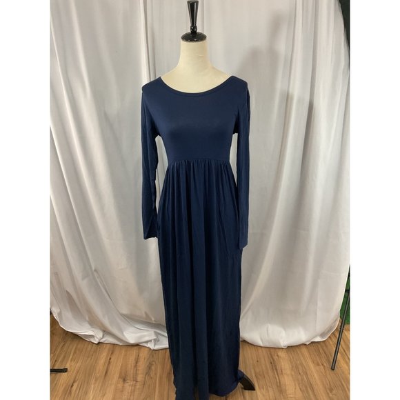 Dearcase Dresses | Nwt Dearcase Women's Long Sleeve Maxi Dress Crewneck Loose Plain Casual Empire W | Color: Blue | Size: Small | Pm-93695020's Closet